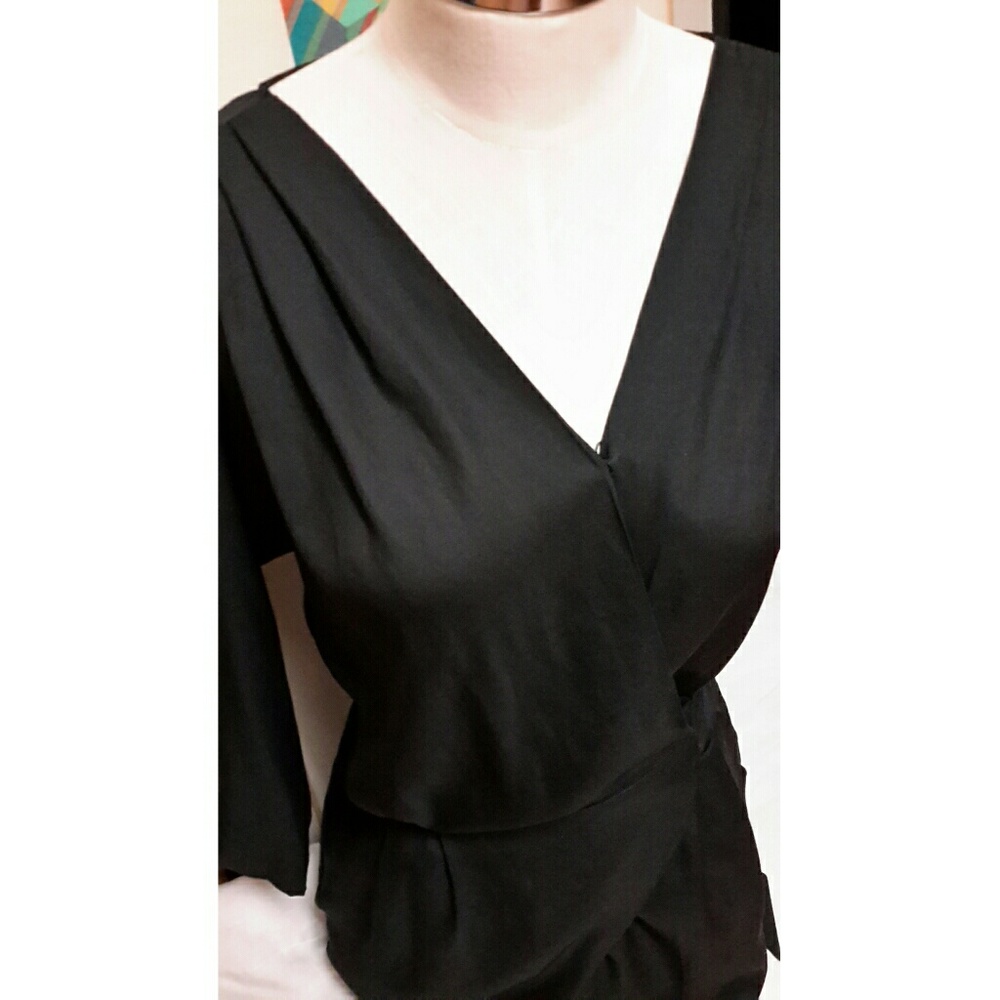 BCBGeneration Black Wrap Romper Shorts - Picture 4 of 6
